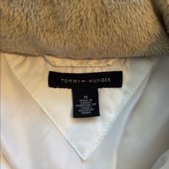 White Puffer Jacket with Faux Fur Hood - Picture 2 of 4